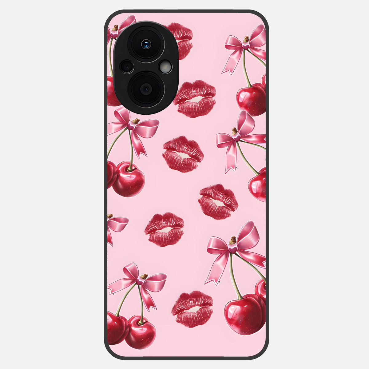  Cherry With Lips Glass Case For Oppo F21 Pro 5G back cover – full design glossy printed glass finish
