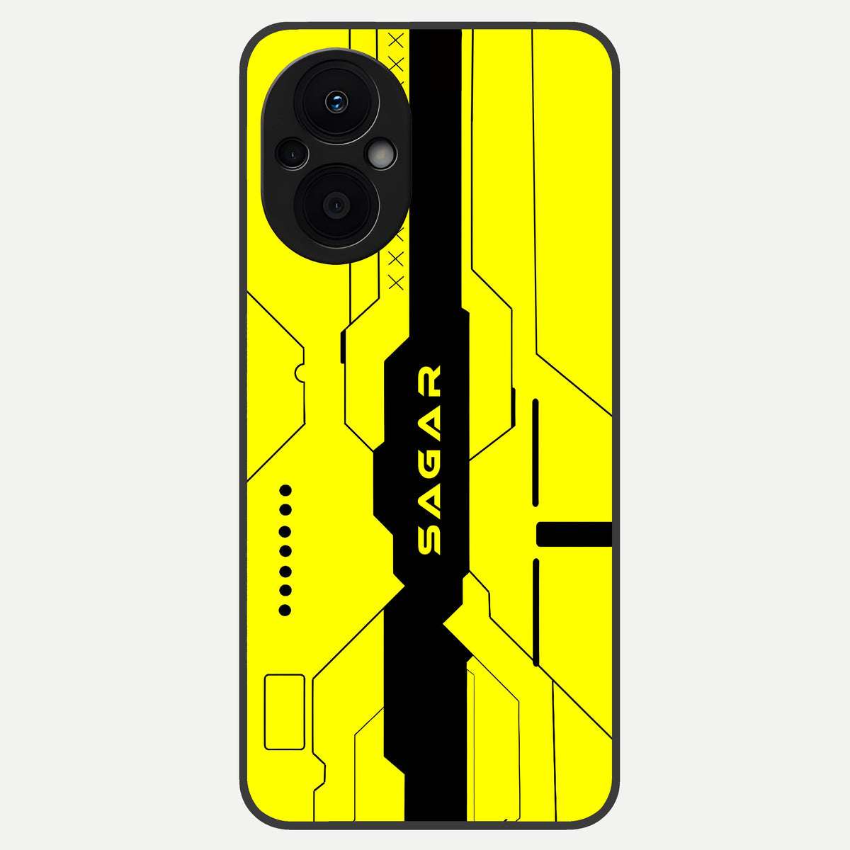  Circuit CYBERPUNK Custom Name Glass Case For Oppo F21 Pro 5G back cover – full design glossy printed glass finish