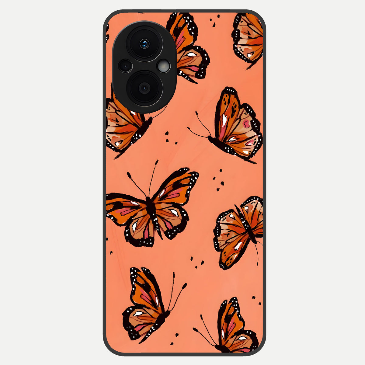  Coral Wing Butterfly Glass Case For Oppo F21 Pro 5G back cover – full design glossy printed glass finish
