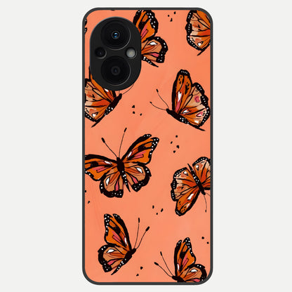  Coral Wing Butterfly Glass Case For Oppo F21 Pro 5G back cover – full design glossy printed glass finish