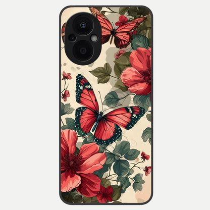  Crimson Butterfly Garden Glass Case For Oppo F21 Pro 5G back cover – full design glossy printed glass finish