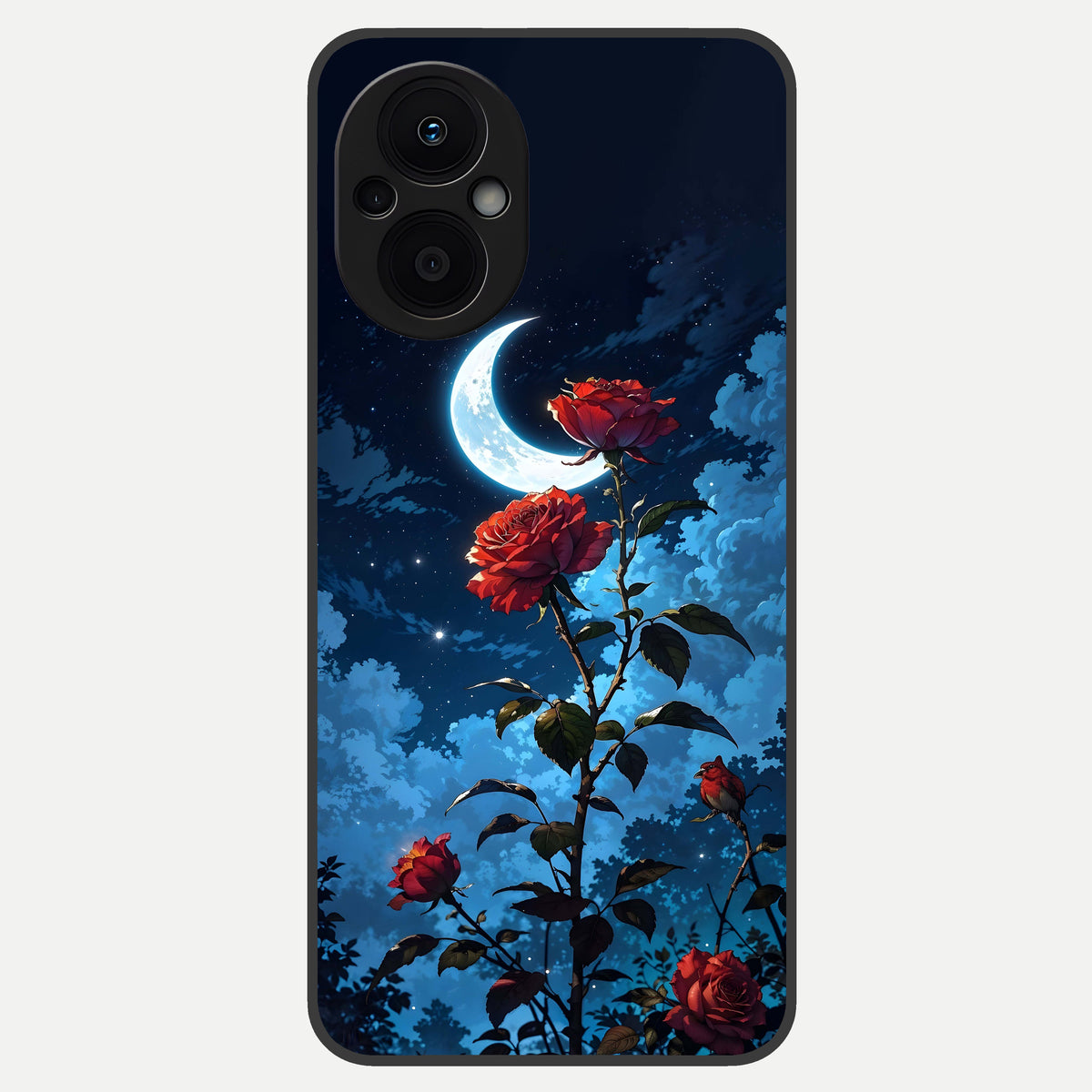  Crimson Rose Moon Glass Case For Oppo F21 Pro 5G back cover – full design glossy printed glass finish