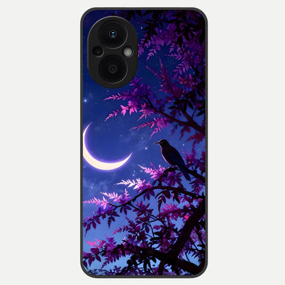  Crow And Moon Scenery Glass Case For Oppo F21 Pro 5G back cover – full design glossy printed glass finish