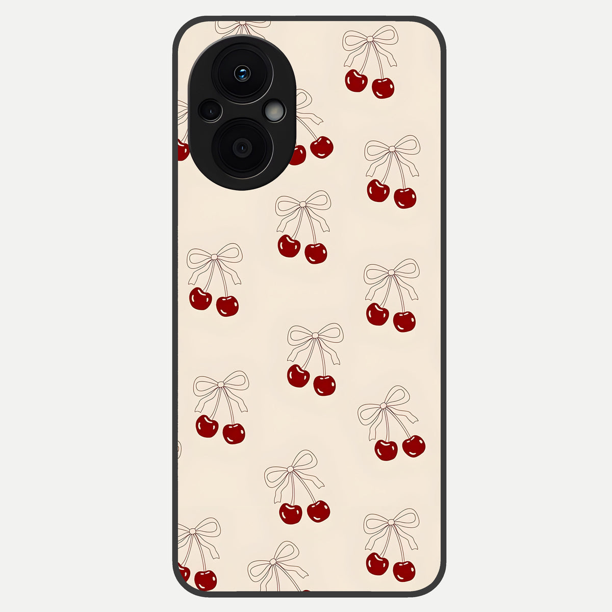  Cute Cherry Pattern Glass Case For Oppo F21 Pro 5G back cover – full design glossy printed glass finish