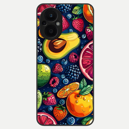  Cute Fruits Art Glass Case For Oppo F21 Pro 5G back cover – full design glossy printed glass finish