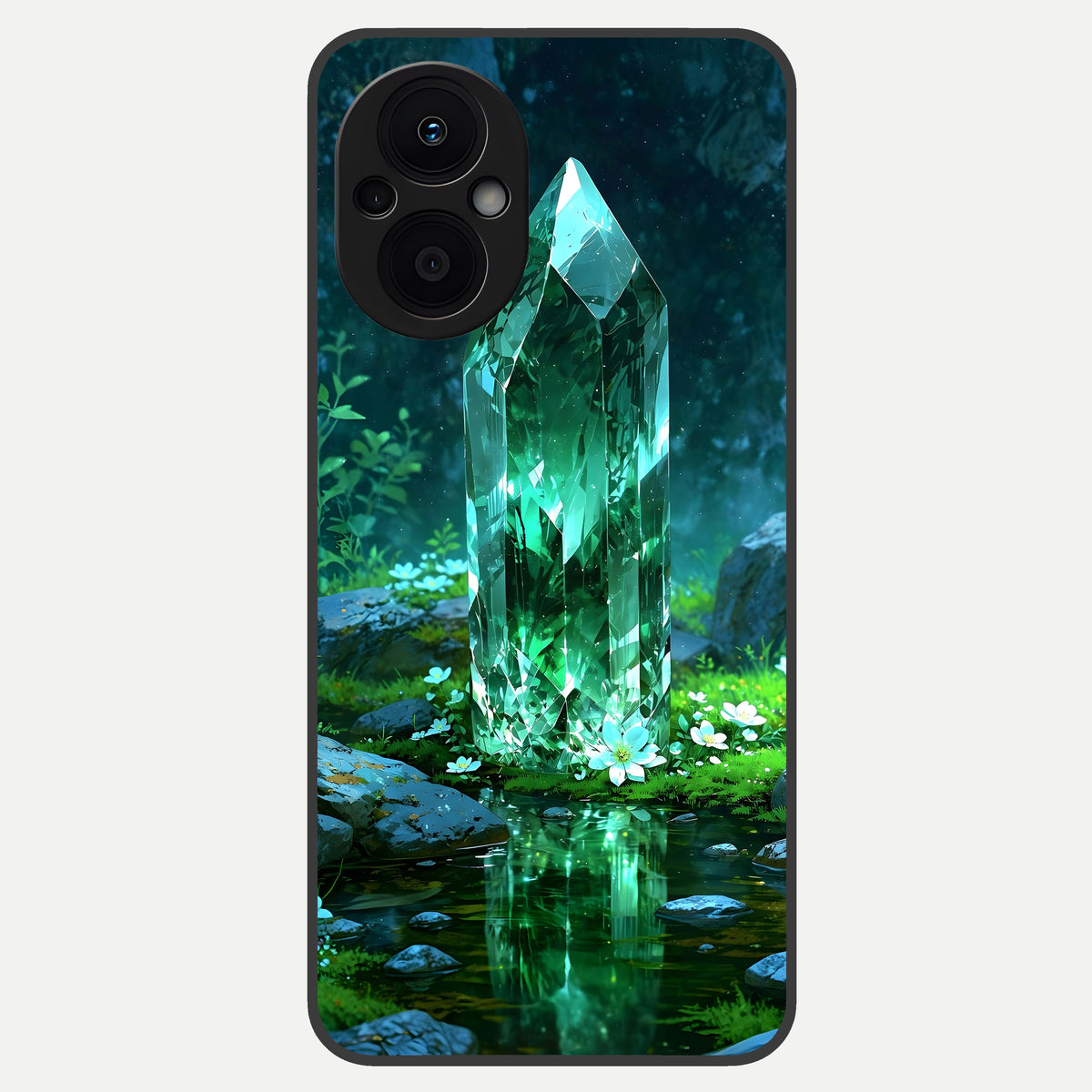  Emerald Light Crystal Glass Case For Oppo F21 Pro 5G back cover – full design glossy printed glass finish