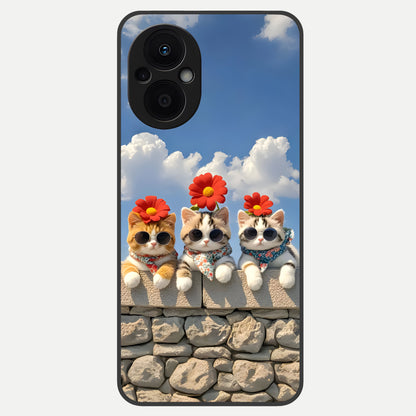  Floral Kitty Squad Glass Case For Oppo F21 Pro 5G back cover – full design glossy printed glass finish
