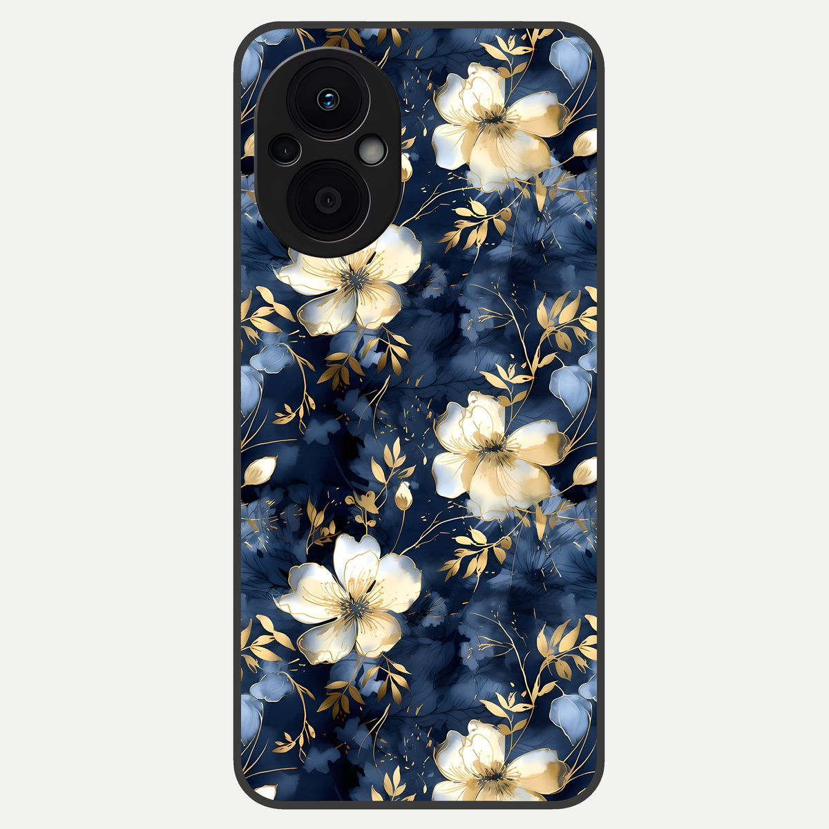  Golden Midnight Bloom Glass Case For Oppo F21 Pro 5G back cover – full design glossy printed glass finish
