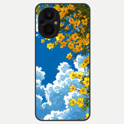  Golden Petal Sky Glass Case For Oppo F21 Pro 5G back cover – full design glossy printed glass finish