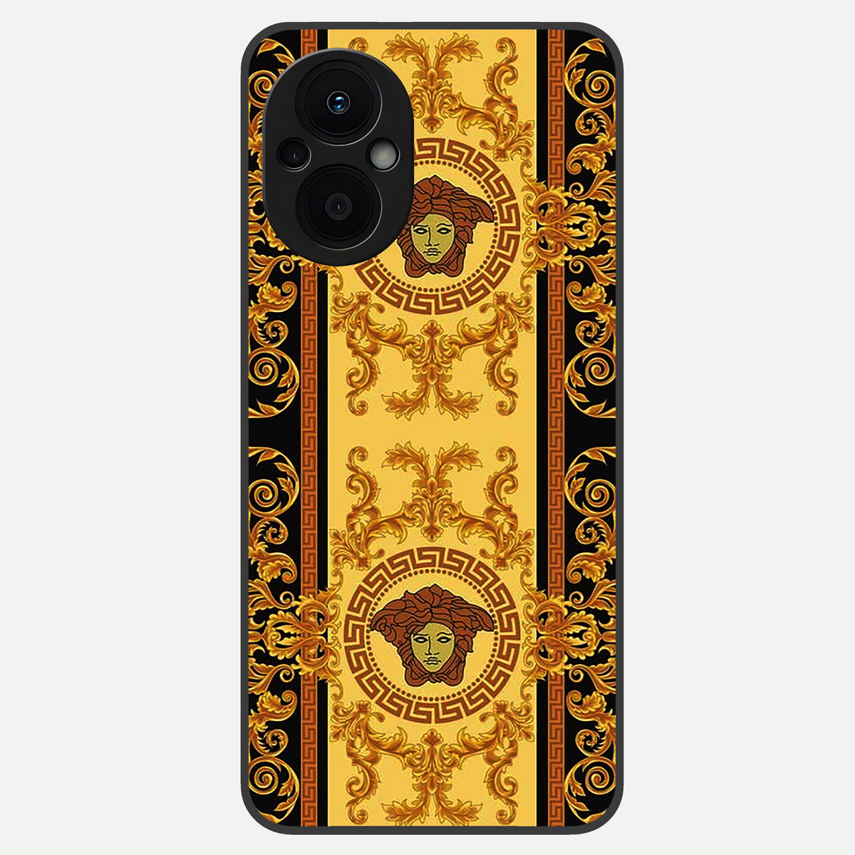  Golden Royal Heritage Glass Case For Oppo F21 Pro 5G back cover – full design glossy printed glass finish