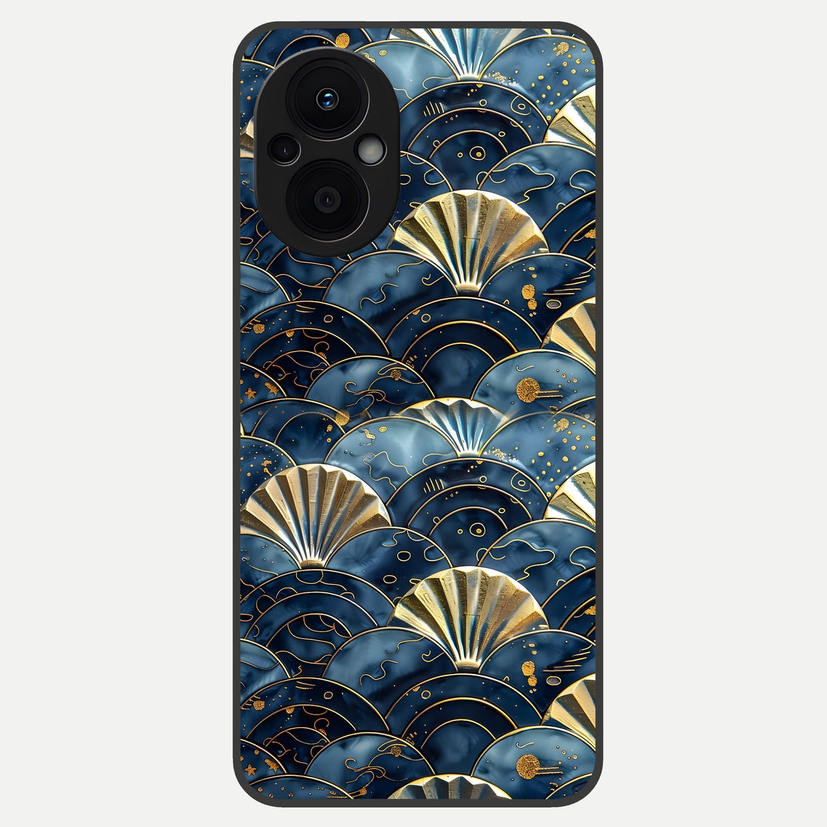  Golden Wave Luxe Glass Case For Oppo F21 Pro 5G back cover – full design glossy printed glass finish