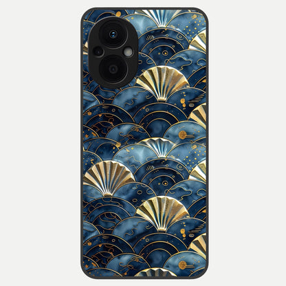  Golden Wave Luxe Glass Case For Oppo F21 Pro 5G back cover – full design glossy printed glass finish