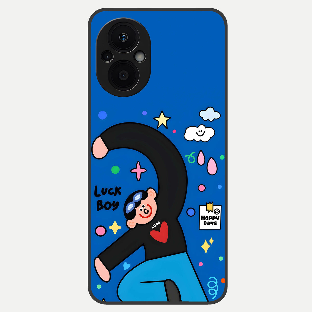  Happy Luck Vibe Glass Case For Oppo F21 Pro 5G back cover – full design glossy printed glass finish