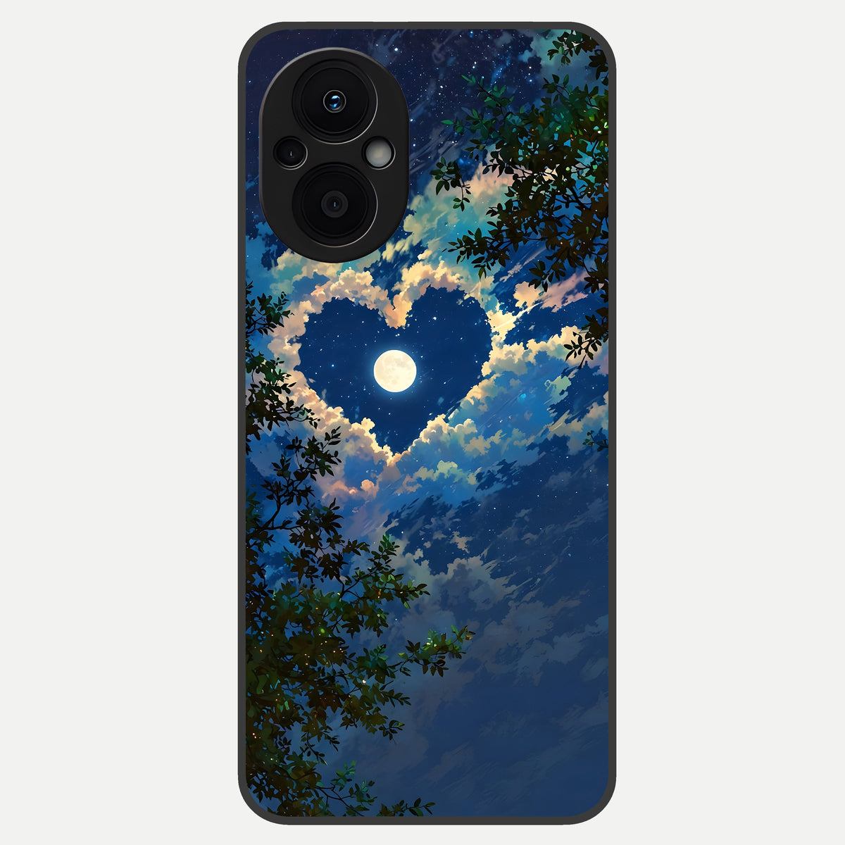  Heart With Moon Sky Glass Case For Oppo F21 Pro 5G back cover – full design glossy printed glass finish