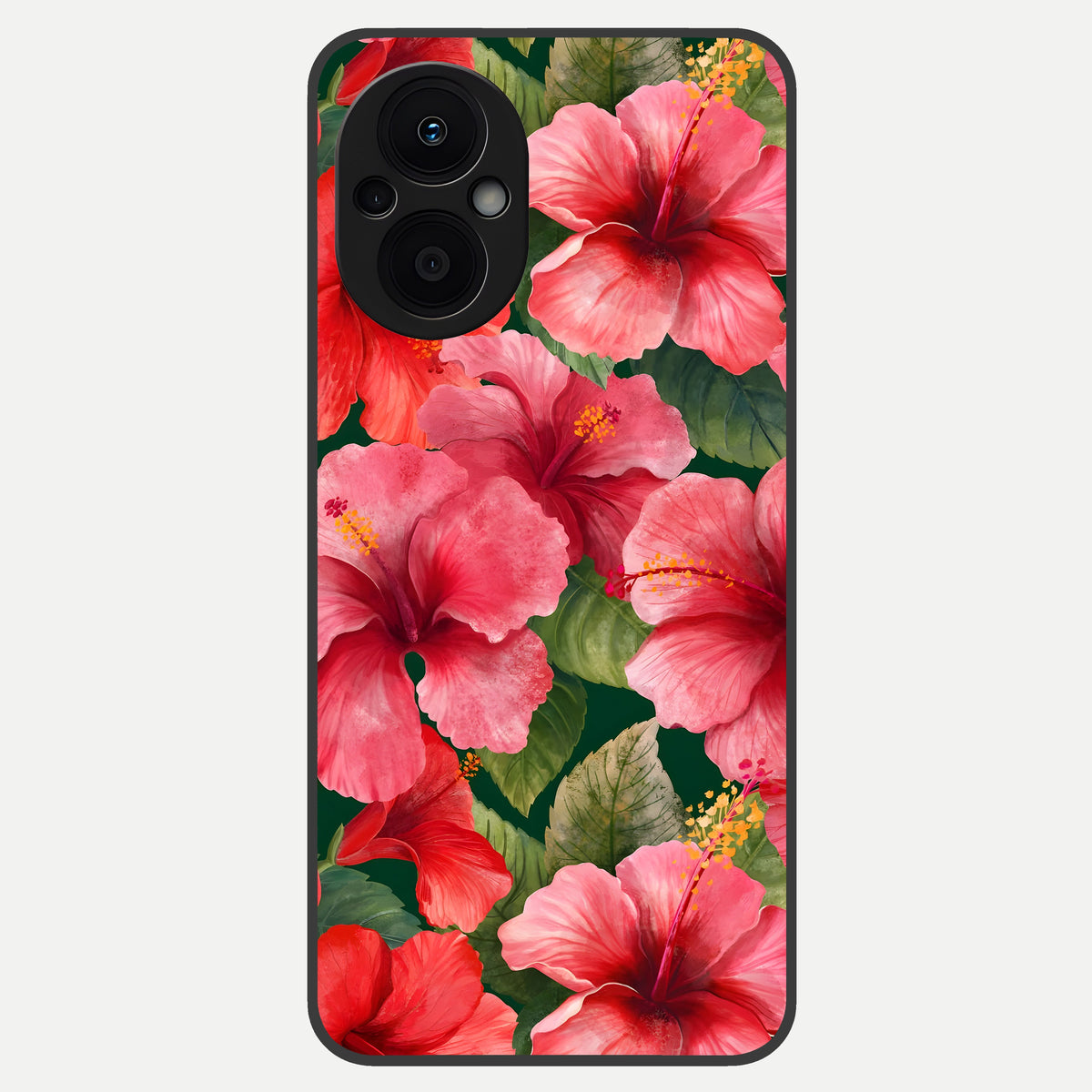  Hibiscus Pattern Glass Case For Oppo F21 Pro 5G back cover – full design glossy printed glass finish