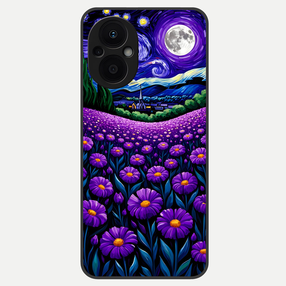  Lavender Moon Field Glass Case For Oppo F21 Pro 5G back cover – full design glossy printed glass finish