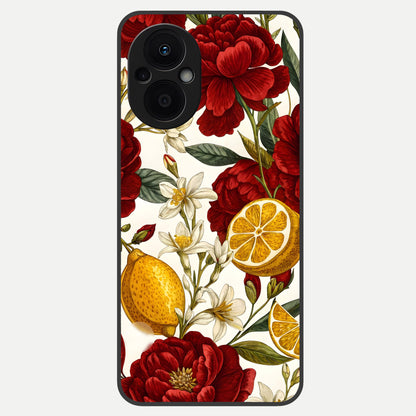  Lemon Rose Charm Glass Case For Oppo F21 Pro 5G back cover – full design glossy printed glass finish