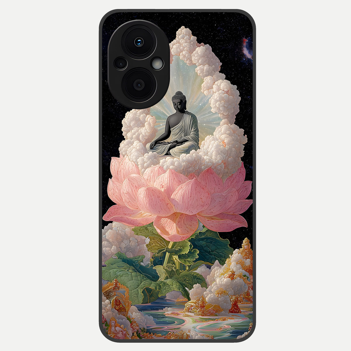  Lotus Divine Peace Glass Case For Oppo F21 Pro 5G back cover – full design glossy printed glass finish
