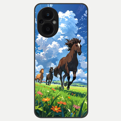 Majestic Horses Galloping Glass Case For Oppo F21 Pro 5G back cover – full design glossy printed glass finish