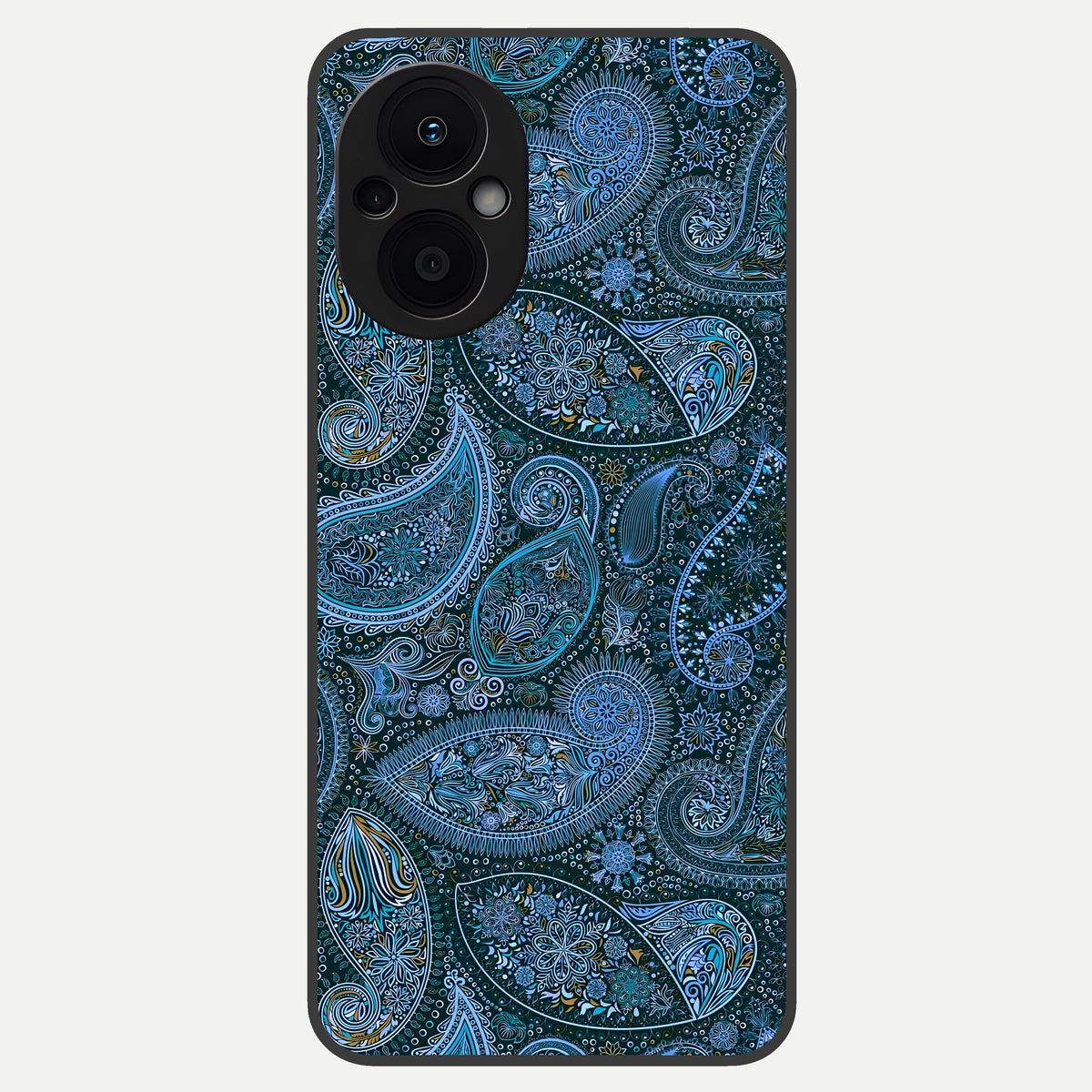  Midnight Paisley Glow Glass Case For Oppo F21 Pro 5G back cover – full design glossy printed glass finish