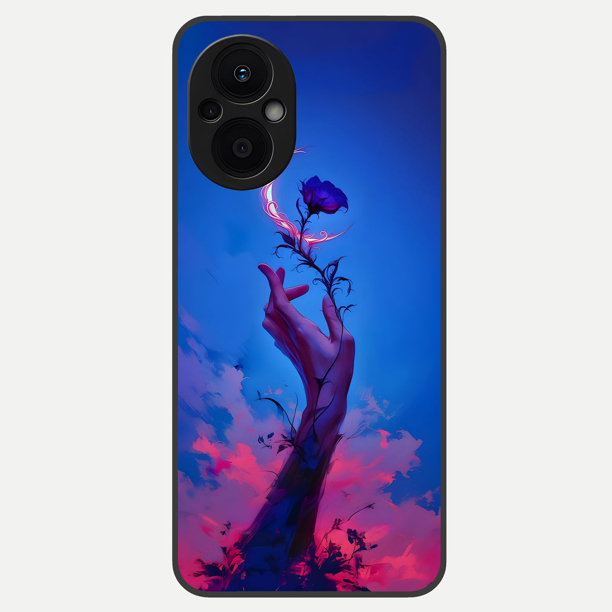  Mystic Hand Glass Case For Oppo F21 Pro 5G back cover – full design glossy printed glass finish
