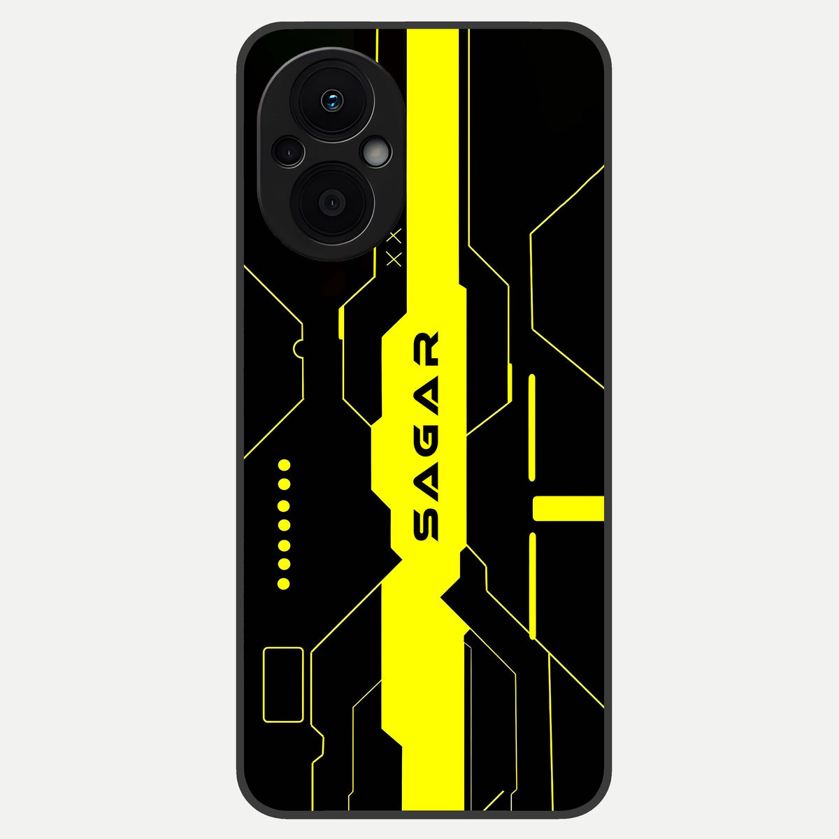  Neon CYBERPUNK Custom Name Glass Case For Oppo F21 Pro 5G back cover – full design glossy printed glass finish
