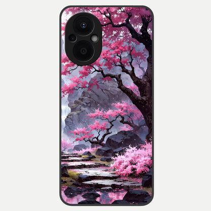  Pink Sunflower Glow Glass Case For Oppo F21 Pro 5G back cover – full design glossy printed glass finish