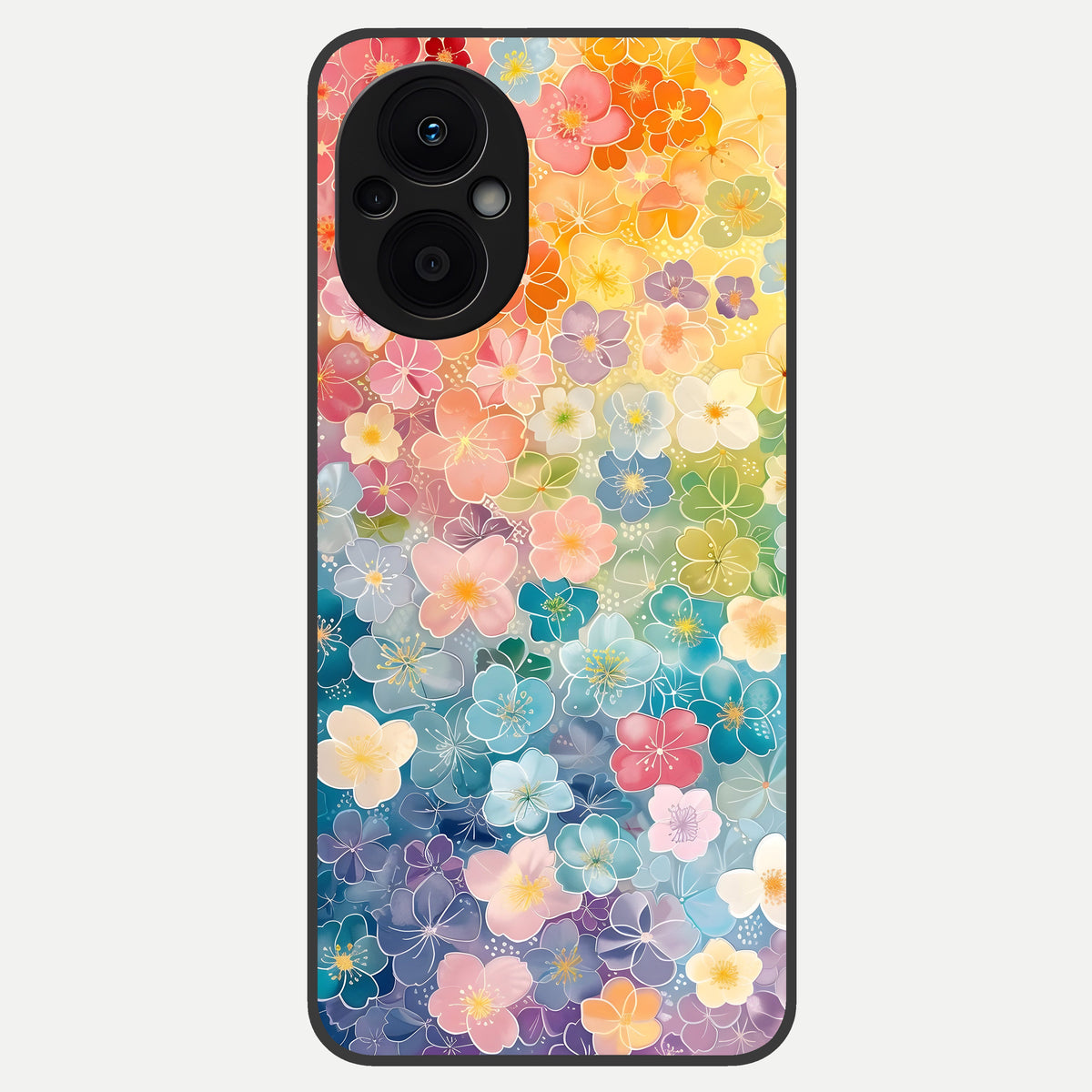  Rainbow Blossom Burst Glass Case For Oppo F21 Pro 5G back cover – full design glossy printed glass finish