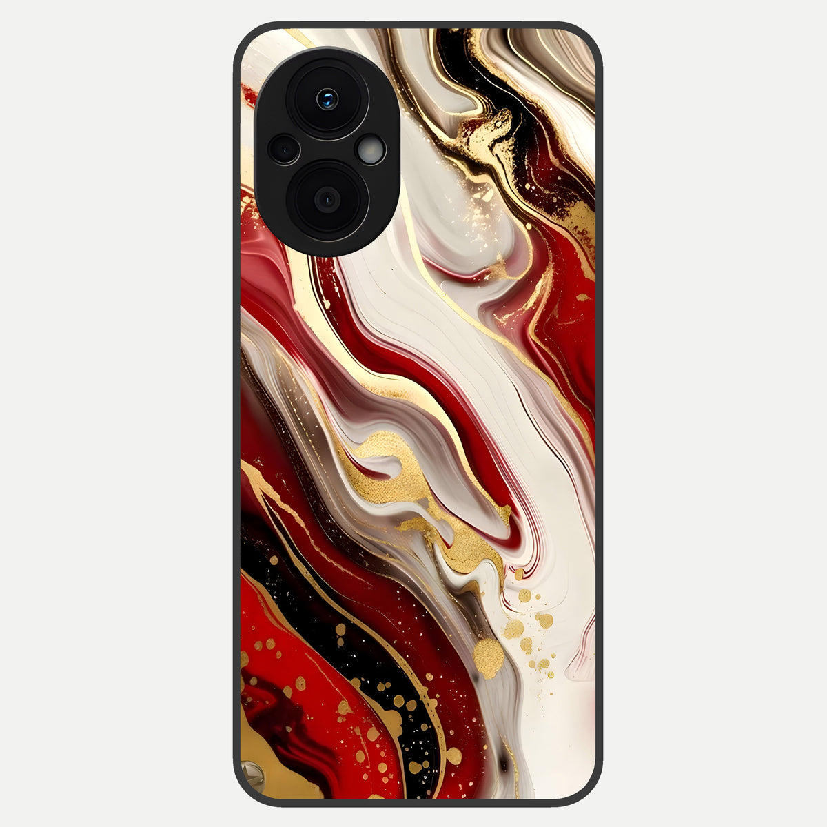  Red And White Marble Glass Case For Oppo F21 Pro 5G back cover – full design glossy printed glass finish