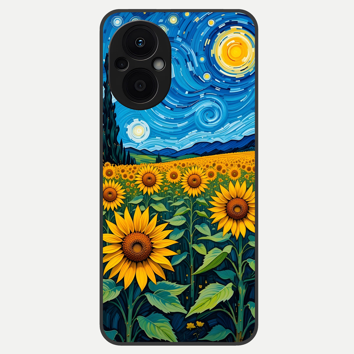  Starry Sunflower Dreams Glass Case For Oppo F21 Pro 5G back cover – full design glossy printed glass finish
