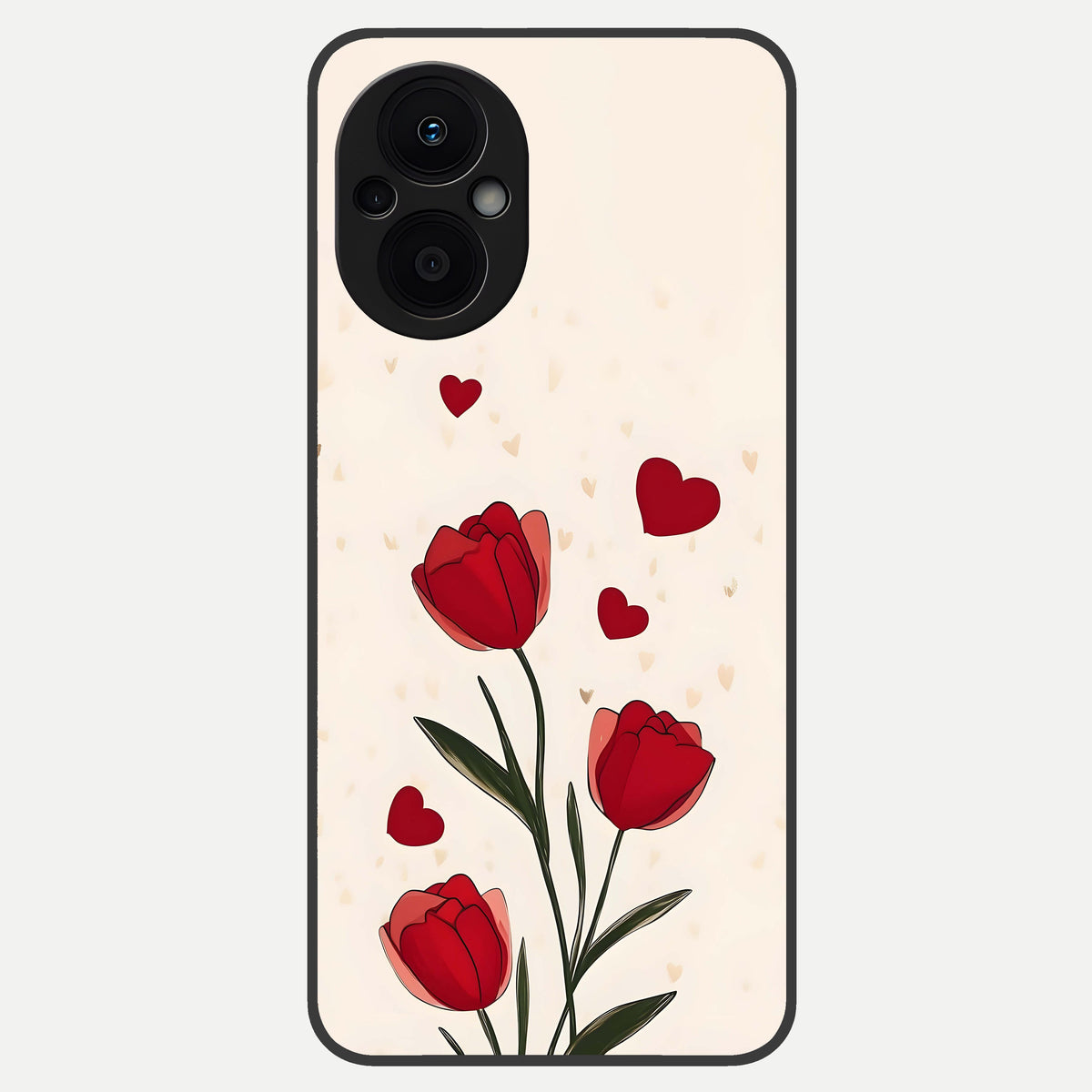  Tulip With Heart Glass Case For Oppo F21 Pro 5G back cover – full design glossy printed glass finish