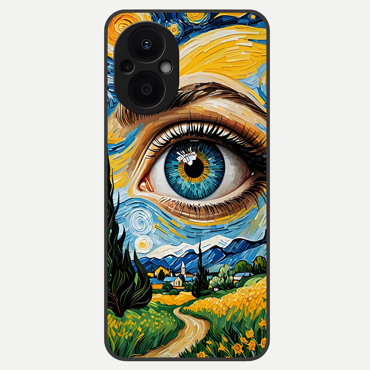 Van Gogh Eye Glass Case For Oppo F21 Pro 5G back cover – full design glossy printed glass finish