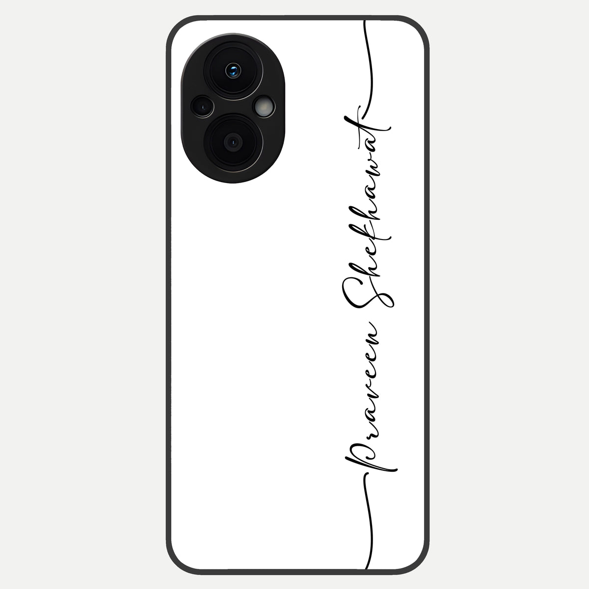  White Tune Custom Name Glass Case For Oppo F21 Pro 5G back cover – personalized glossy printed glass finish