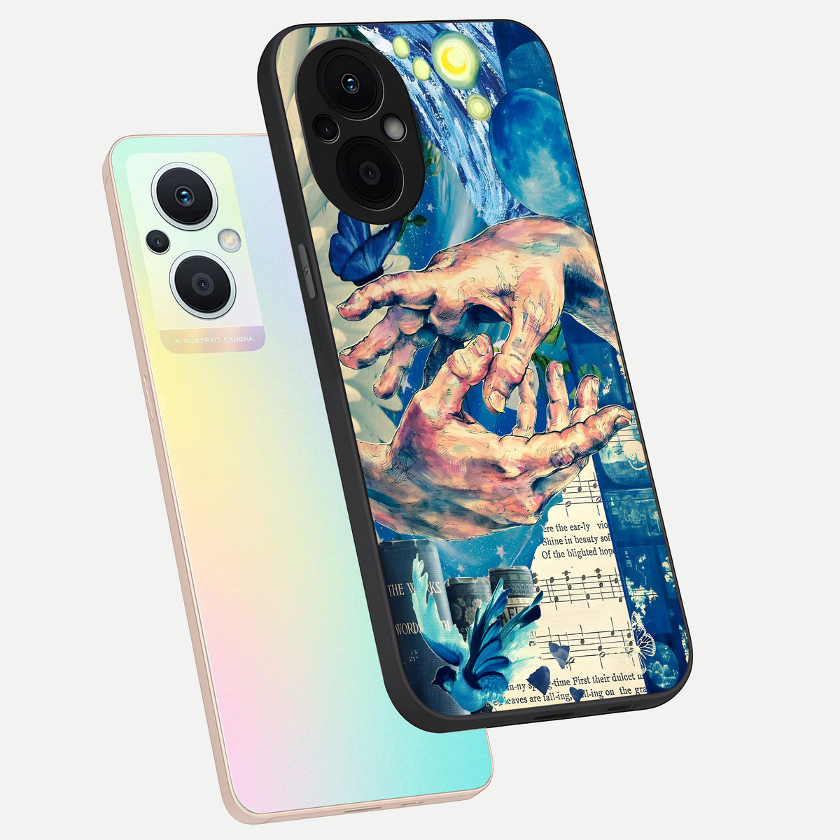  Aesthetic Divider phone case For Oppo F21 Pro 5G showing premium glass back cover with detailed artwork