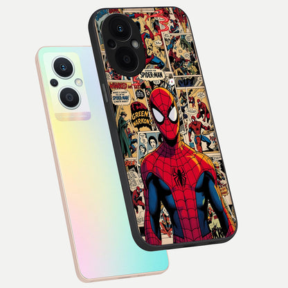  Aesthetic Spider phone case For Oppo F21 Pro 5G showing premium glass back cover with detailed artwork