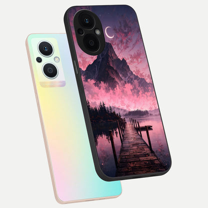  Beautiful Mountain View phone case For Oppo F21 Pro 5G showing premium glass back cover with detailed artwork