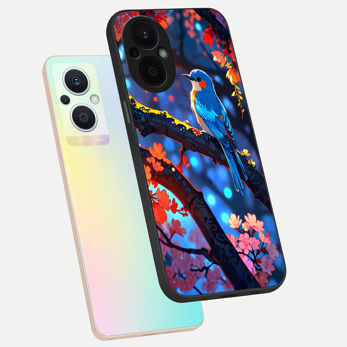  Blooming Water Drift phone case For Oppo F21 Pro 5G showing premium glass back cover with detailed artwork