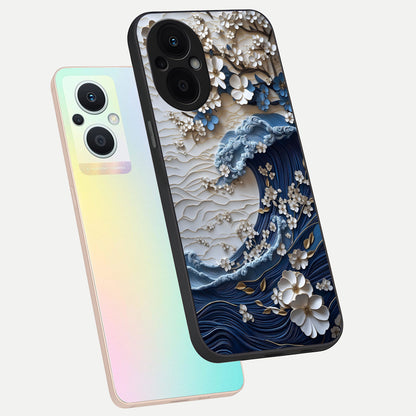  Blossom Wave Art phone case For Oppo F21 Pro 5G showing premium glass back cover with detailed artwork