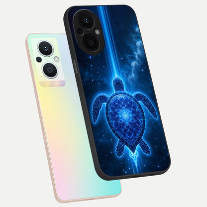  Blue Galaxy Turtle phone case For Oppo F21 Pro 5G showing premium glass back cover with detailed artwork