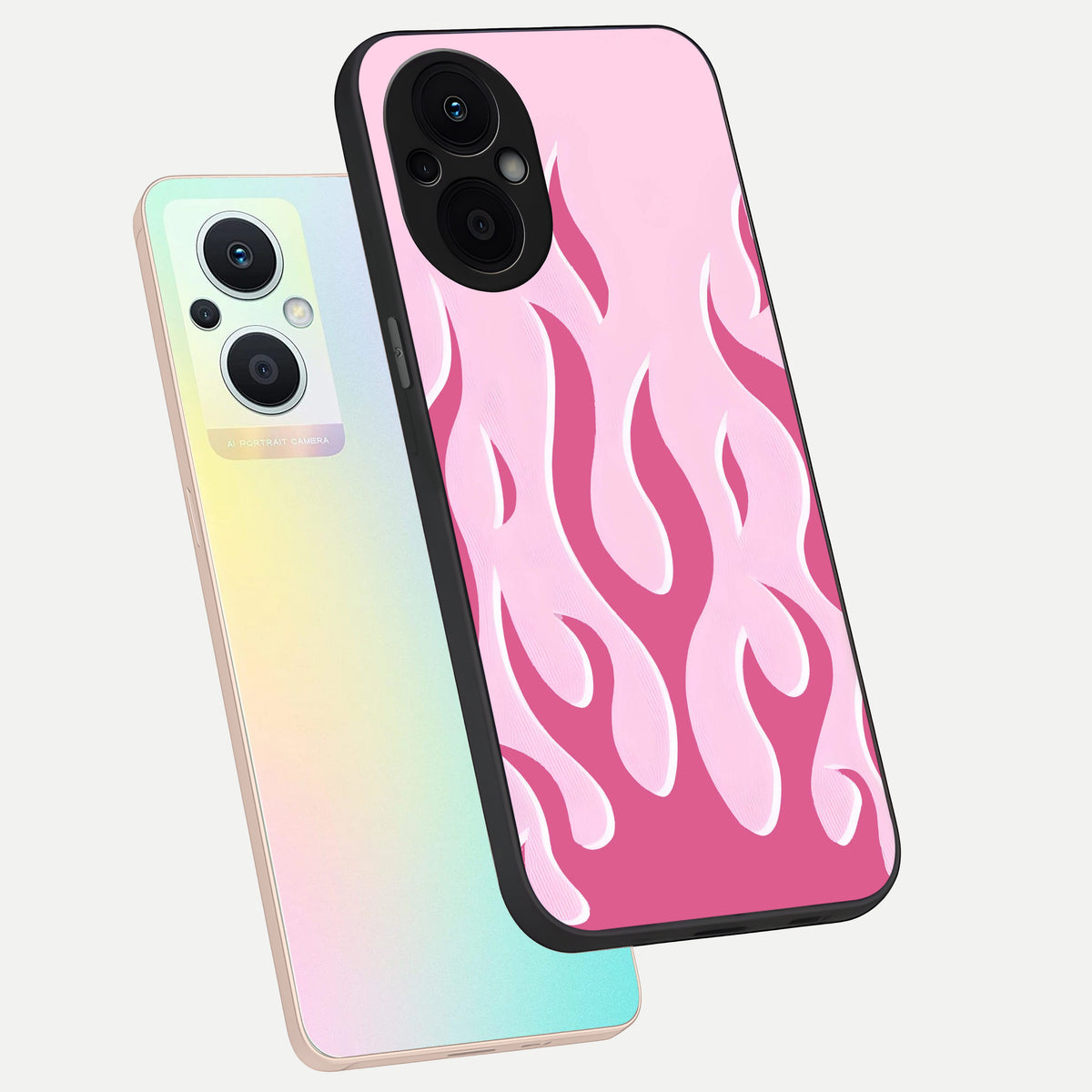  Blush Flame Energy phone case For Oppo F21 Pro 5G showing premium glass back cover with detailed artwork