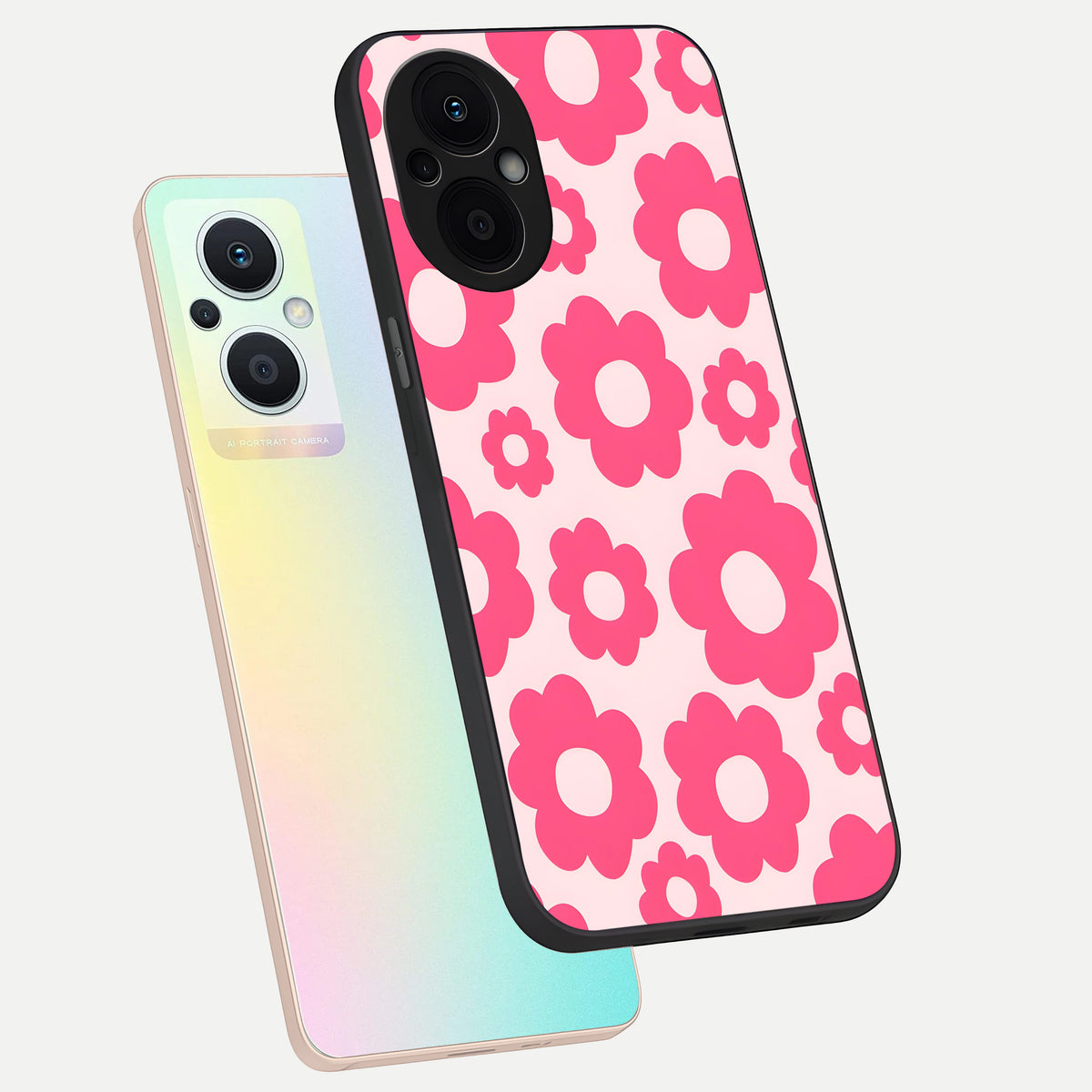  Blush Flower Pop phone case For Oppo F21 Pro 5G showing premium glass back cover with detailed artwork