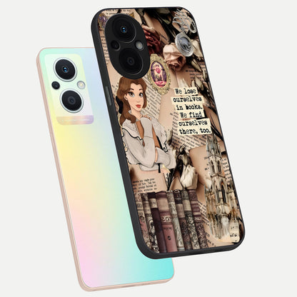  Bookish Dream World phone case For Oppo F21 Pro 5G showing premium glass back cover with detailed artwork