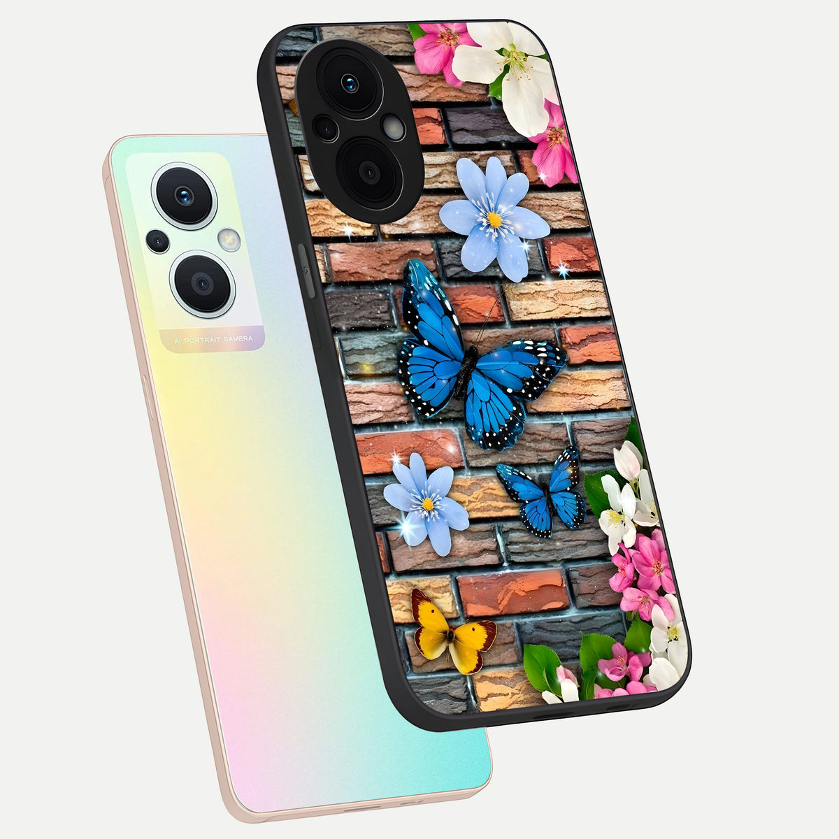 Brick Bloom Flight phone case For Oppo F21 Pro 5G showing premium glass back cover with detailed artwork