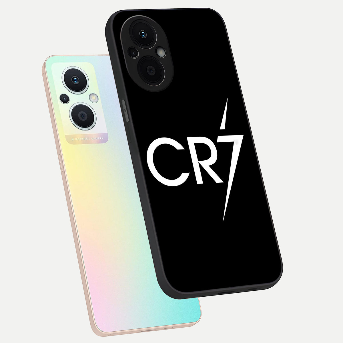  CR7 Elite Strike phone case For Oppo F21 Pro 5G showing premium glass back cover with detailed artwork