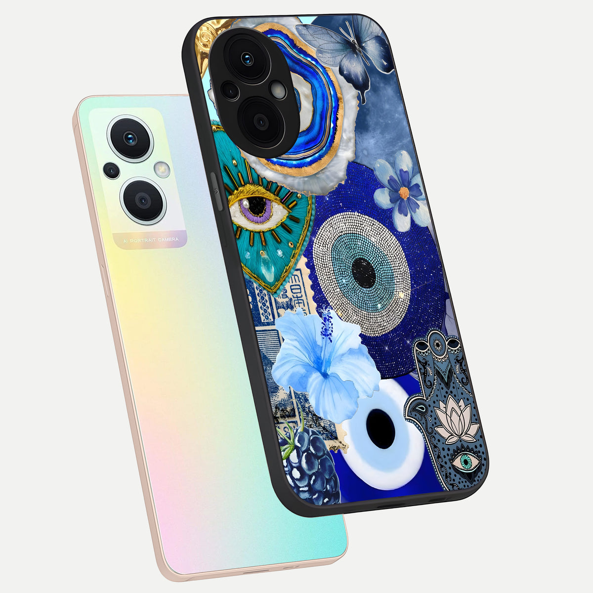  Celestial Blue Vision phone case For Oppo F21 Pro 5G showing premium glass back cover with detailed artwork