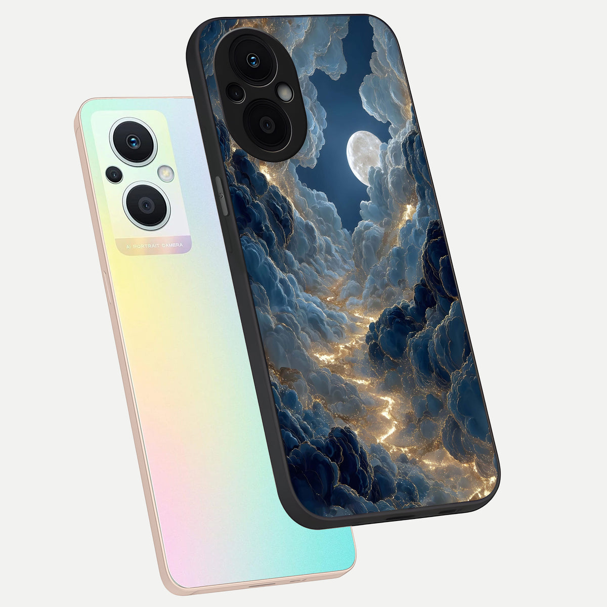  Celestial Cloud Road phone case For Oppo F21 Pro 5G showing premium glass back cover with detailed artwork