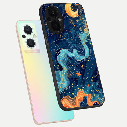  Celestial Dream Flow phone case For Oppo F21 Pro 5G showing premium glass back cover with detailed artwork