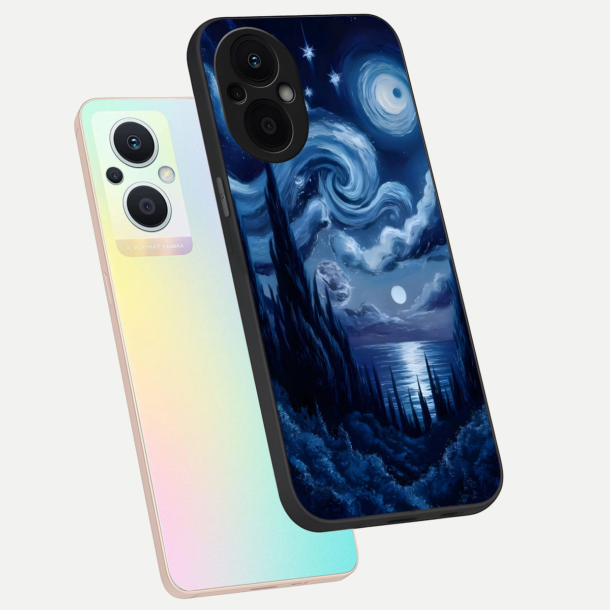  Celestial Dream Van Gogh phone case For Oppo F21 Pro 5G showing premium glass back cover with detailed artwork