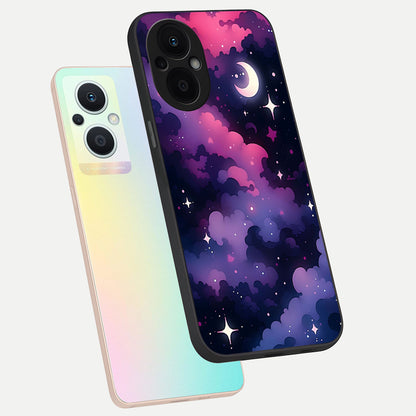  Celestial Moon Magic phone case For Oppo F21 Pro 5G showing premium glass back cover with detailed artwork
