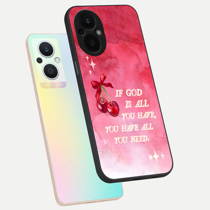  Cherry Quote phone case For Oppo F21 Pro 5G showing premium glass back cover with detailed artwork